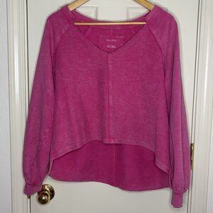 Anthropologie Pilcro Pink Reworked Popover Sweatshirt Shirt Top Women’s Large